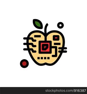 Apple, Artificial, Biology, Digital, Electronic Flat Color Icon. Vector icon banner Template