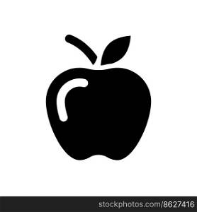 Apple black glyph ui icon. Delicious and sweet fruit. Fresh, juicy product. User interface design. Silhouette symbol on white space. Solid pictogram for web, mobile. Isolated vector illustration. Apple black glyph ui icon