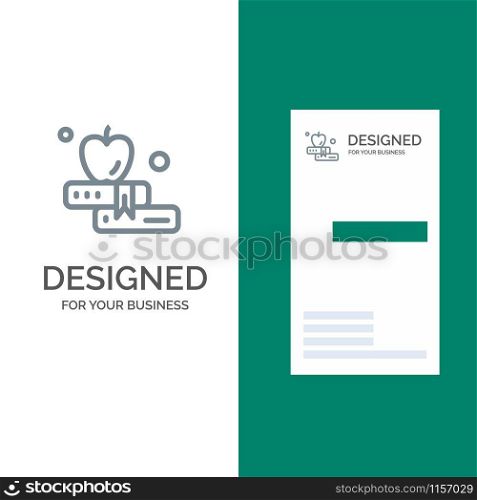 Apple, Book, Education Grey Logo Design and Business Card Template