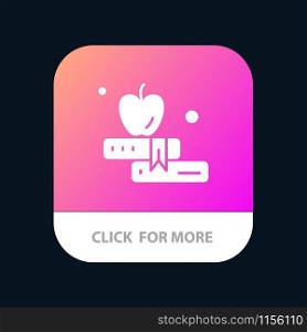 Apple, Book, Education Mobile App Button. Android and IOS Glyph Version