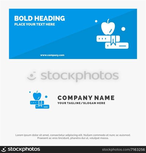 Apple, Book, Education SOlid Icon Website Banner and Business Logo Template