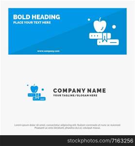 Apple, Book, Education SOlid Icon Website Banner and Business Logo Template