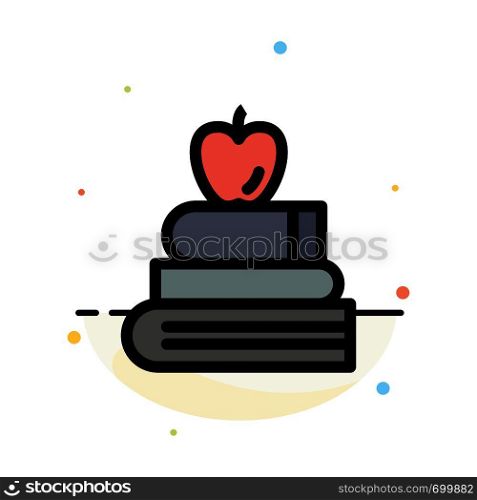 Apple, Books, Education, Science Abstract Flat Color Icon Template
