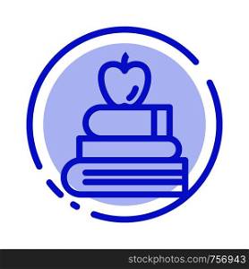 Apple, Books, Education, Science Blue Dotted Line Line Icon