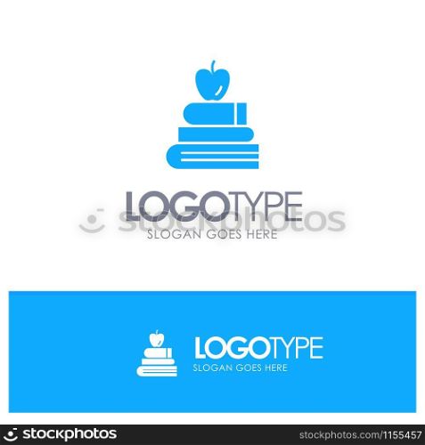 Apple, Books, Education, Science Blue Solid Logo with place for tagline