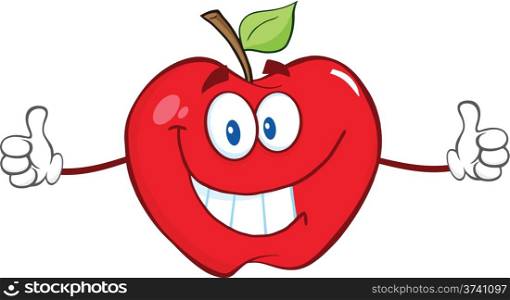 Apple Cartoon Mascot Character Giving A Thumbs Up