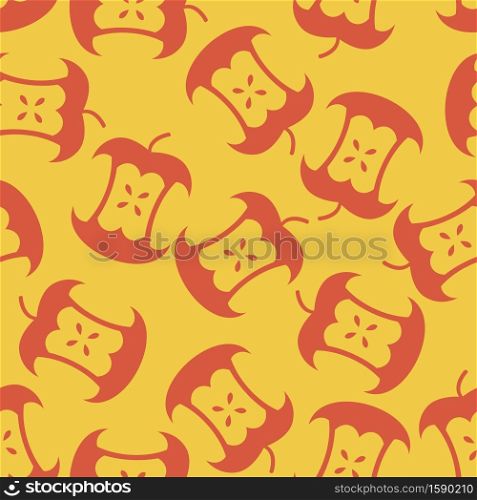Apple core seamless pattern. Fruit trash ornament. Rubbish background. garbage texture