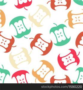Apple core seamless pattern. Fruit trash ornament. Rubbish background. garbage texture