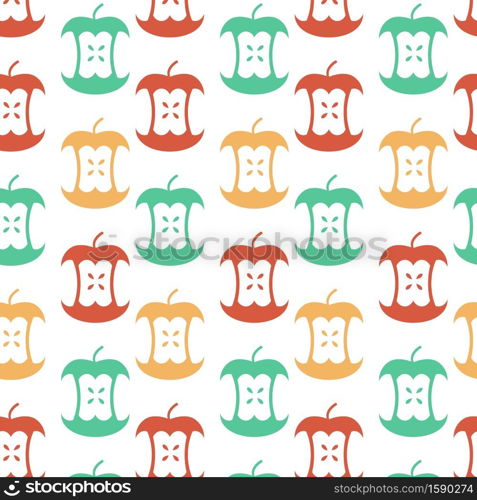 Apple core seamless pattern. Fruit trash ornament. Rubbish background. garbage texture