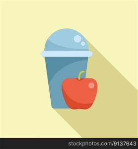 Apple drink icon flat vector. School food. Kid meal. Apple drink icon flat vector. School food