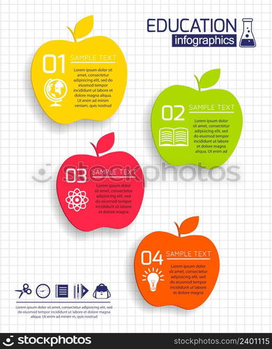 Apple education infographic set with school design elements vector ...