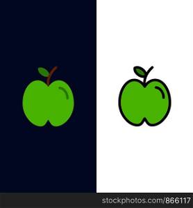 Apple, Education, School, Study Icons. Flat and Line Filled Icon Set Vector Blue Background