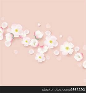 Apple Flowers Border With Pink Background With Gradient Mesh, Vector Illustration