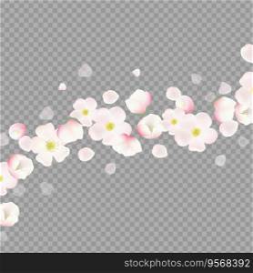 Apple Flowers Border With Transparent Background With Gradient Mesh, Vector Illustration