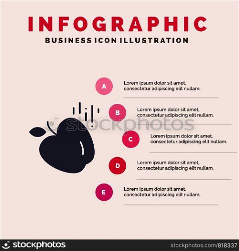 Apple, Food, Science Solid Icon Infographics 5 Steps Presentation Background
