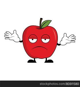 Apple fruit character cartoon with confused gesture. Suitable for poster, banner, web, icon, mascot, background