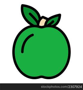 Apple fruit icon. Outline apple fruit vector icon color flat isolated. Apple fruit icon color outline vector