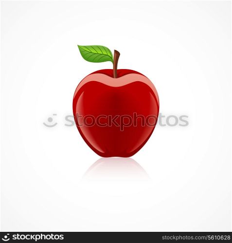 Apple fruit icon with reflection in glossy style vector illustration