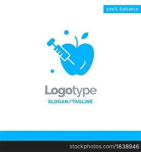 Apple, Gravity, Science Blue Solid Logo Template. Place for Tagline