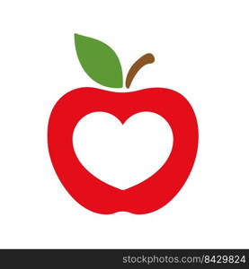 Apple icon. A red apple that has been bitten School education concept Isolated on white background