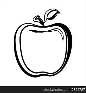 Apple Icon, Edible Fruit Icon, Food Icon Vector Art Illustration