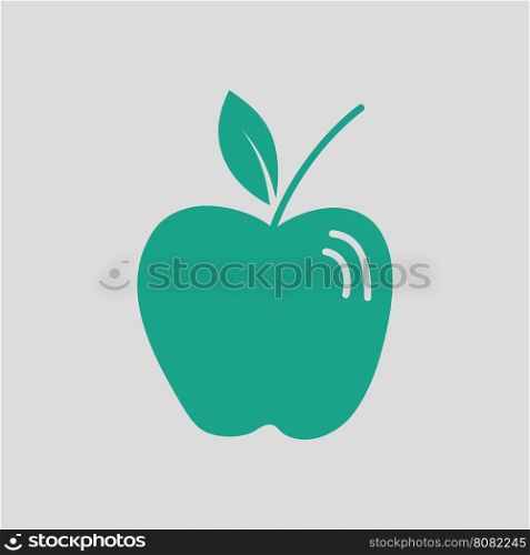 Apple icon. Gray background with green. Vector illustration.