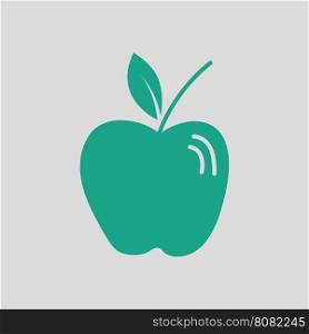 Apple icon. Gray background with green. Vector illustration.