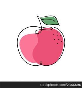Apple icon in one line drawing style isolated on white background.
