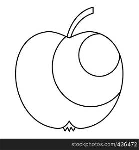 Apple icon in outline style isolated on white background vector illustration. Apple icon, outline style