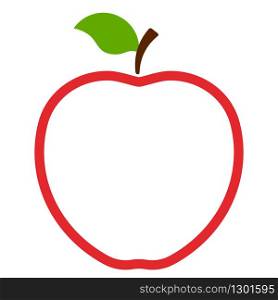 Apple icon. Red outline apple logo isolated on white background. Vector illustration for any design.