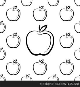 Apple Icon Seamless Pattern, Fruit / Food Icon Vector Art Illustration
