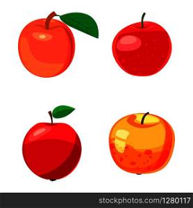 Apple icon set. Cartoon set of apple vector icons for web design isolated on white background. Apple icon set, cartoon style