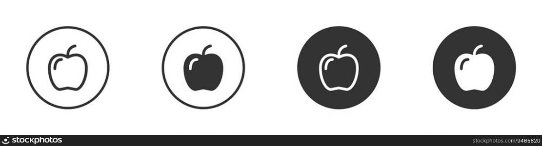 Apple icon set. Outline and flat design. Vector illustration.