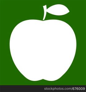 Apple icon white isolated on green background. Vector illustration. Apple icon green