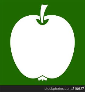 Apple icon white isolated on green background. Vector illustration. Apple icon green