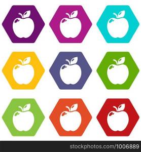 Apple icons 9 set coloful isolated on white for web. Apple icons set 9 vector