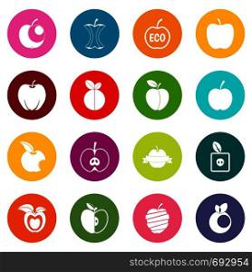 Apple icons many colors set isolated on white for digital marketing. Apple icons many colors set