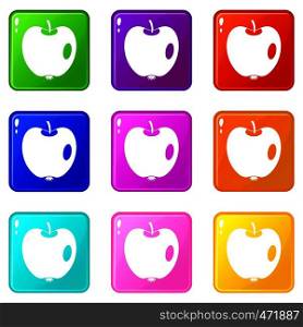 Apple icons of 9 color set isolated vector illustration. Apple icons 9 set