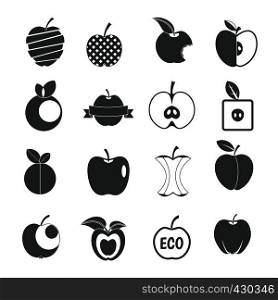 Apple icons set design logo. Simple illustration of 16 apple design logo vector icons for web. Apple icons set design logo, simple style