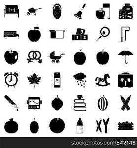 Apple icons set. Simple style of 36 apple vector icons for web isolated on white background. Apple icons set, simple style