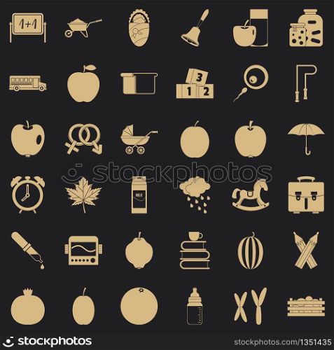 Apple icons set. Simple style of 36 apple vector icons for web for any design. Apple icons set, simple style