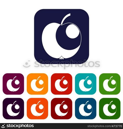 Apple icons set vector illustration in flat style In colors red, blue, green and other. Apple icons set flat