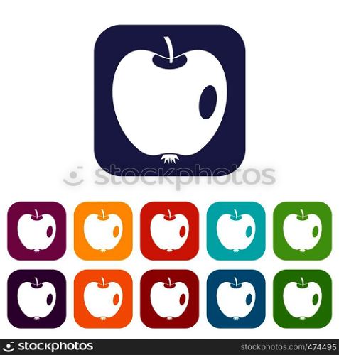 Apple icons set vector illustration in flat style In colors red, blue, green and other. Apple icons set