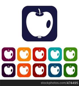 Apple icons set vector illustration in flat style In colors red, blue, green and other. Apple icons set