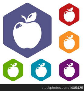 Apple icons vector colorful hexahedron set collection isolated on white. Apple icons vector hexahedron