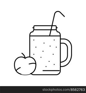 apple juice smoothie fruit juice food line icon vector. apple juice smoothie fruit juice food sign. isolated contour symbol black illustration. apple juice smoothie fruit juice food line icon vector illustration