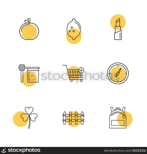 apple , lemon , cart , shopping , compass , leaf , fruits , technology , nature , health , apple , carrot , flower , compass , honey , pear , strawberry , icon, vector, design, flat, collection, style, creative, icons