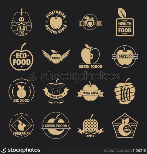 Apple logo icons set. Simple illustration of 16 apple logo vector icons for web. Apple logo icons set, simple style
