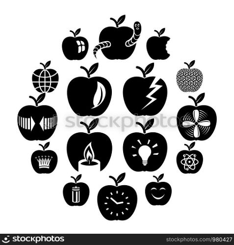 Apple logo icons set. Simple illustration of 16 apple logo vector icons for web. Apple logo icons set, simple style