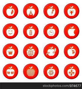 Apple logo icons set vector red circle isolated on white background . Apple logo icons set red vector